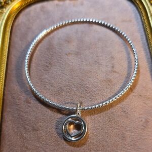 Elegant Silver Heart Charm Bracelet